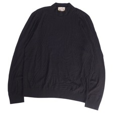 Hermes Knit Sweater High Neck Long Sleeve Wool Top Men XL Black Used MOLO-0