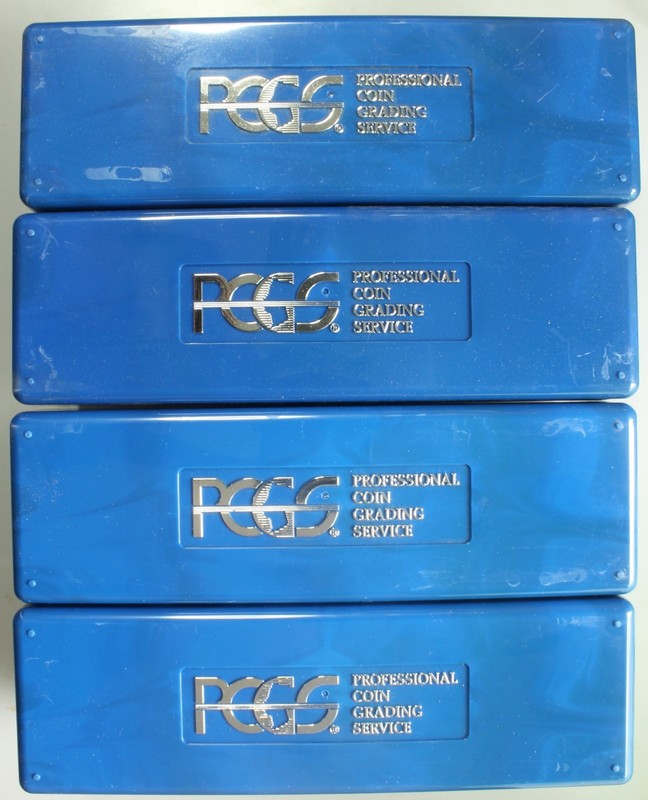 QTY 4 - PCGS Slab Storage Box for Certified Coins Blue NO STICKERS/TAPE Clean!!
