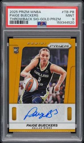 2025 Prizm WNBA Paige Bueckers Throwback Autograph Gold Auto /10 PSA 9 Rookie RC
