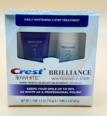 Crest 3D White Brilliance Whitening Kit 2-Step Sealed New