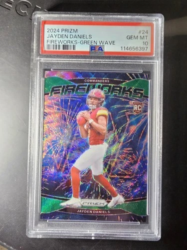 2024 Panini Prizm - Fireworks Jayden Daniels #24 Green Wave Prizm (RC)