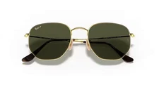 NEW Ray-Ban RB3548N 001/58 Arista Gold HEXAGONAL Polarized Green Sunglasses 51mm