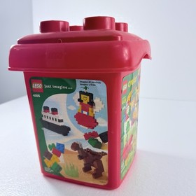LEGO 4105 Red Storage Bucket Container Just Imagine Empty Tub Bin Case Vintage