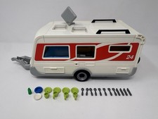 Playmobil cámper RV remolque rojo blanco vehículo de juguete con lote de accesorios
