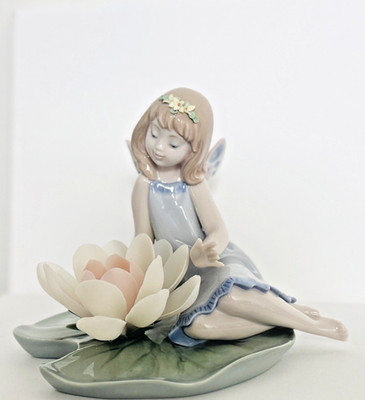 LLADRO 6645 Lily Pad Love Fairy El Pais Fantasia W BOX Excellent Cond Petal Loss