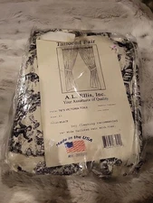 AL Ellis Curtain Tailored Pair T675 Victoria Toile Window Curtain Panel 68" Wide