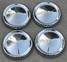 Vintage Set Of 4 Dog Dish Style Used Hubcaps Ford Falcon - Ranchero - Econoline