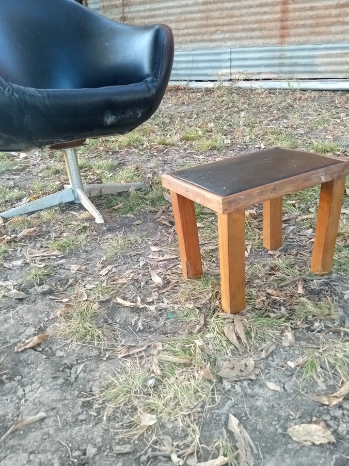 Vintage Overman? SWIVEL CHAIR Pod Swedish Danish Modern Black Vinyl Chrome MCM - Image 2 of 4