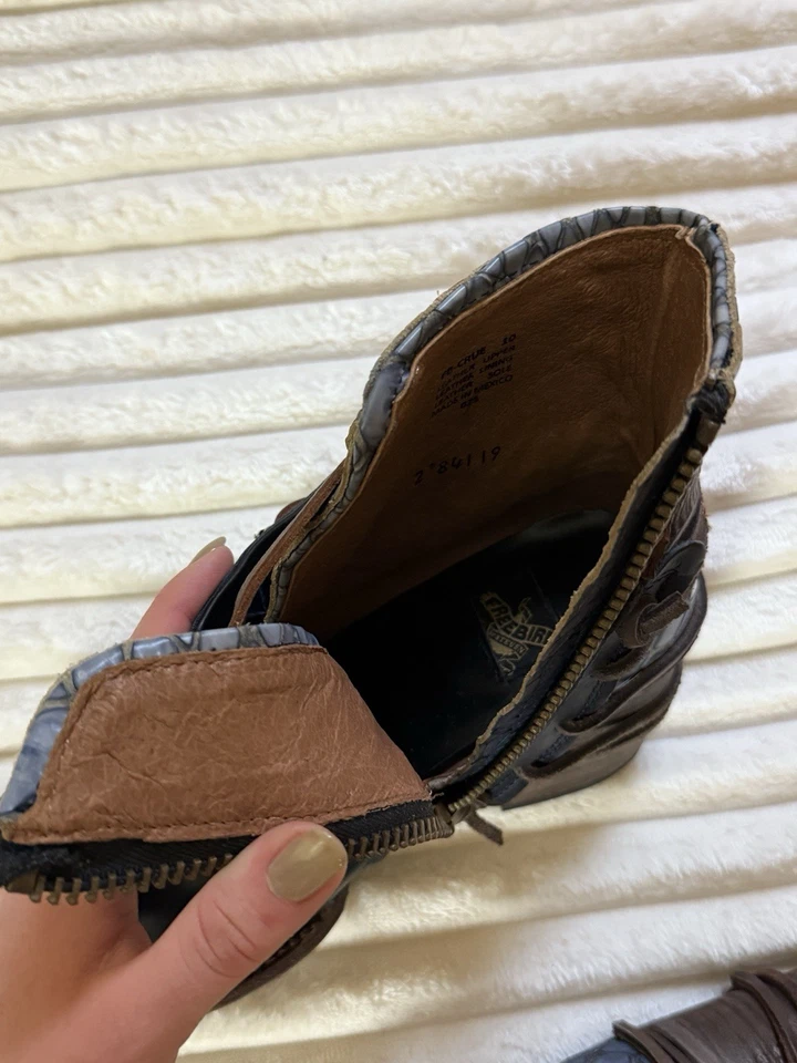 Freebird by Steven Crue 女式皮革短靴蓝色,10 码,踝拉链 — 第 4/4 张图片