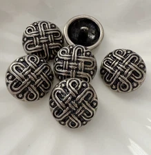 6PC Antiqued Silver Knot Metal Buttons Shank Crafts Sewing Buttons 23mm