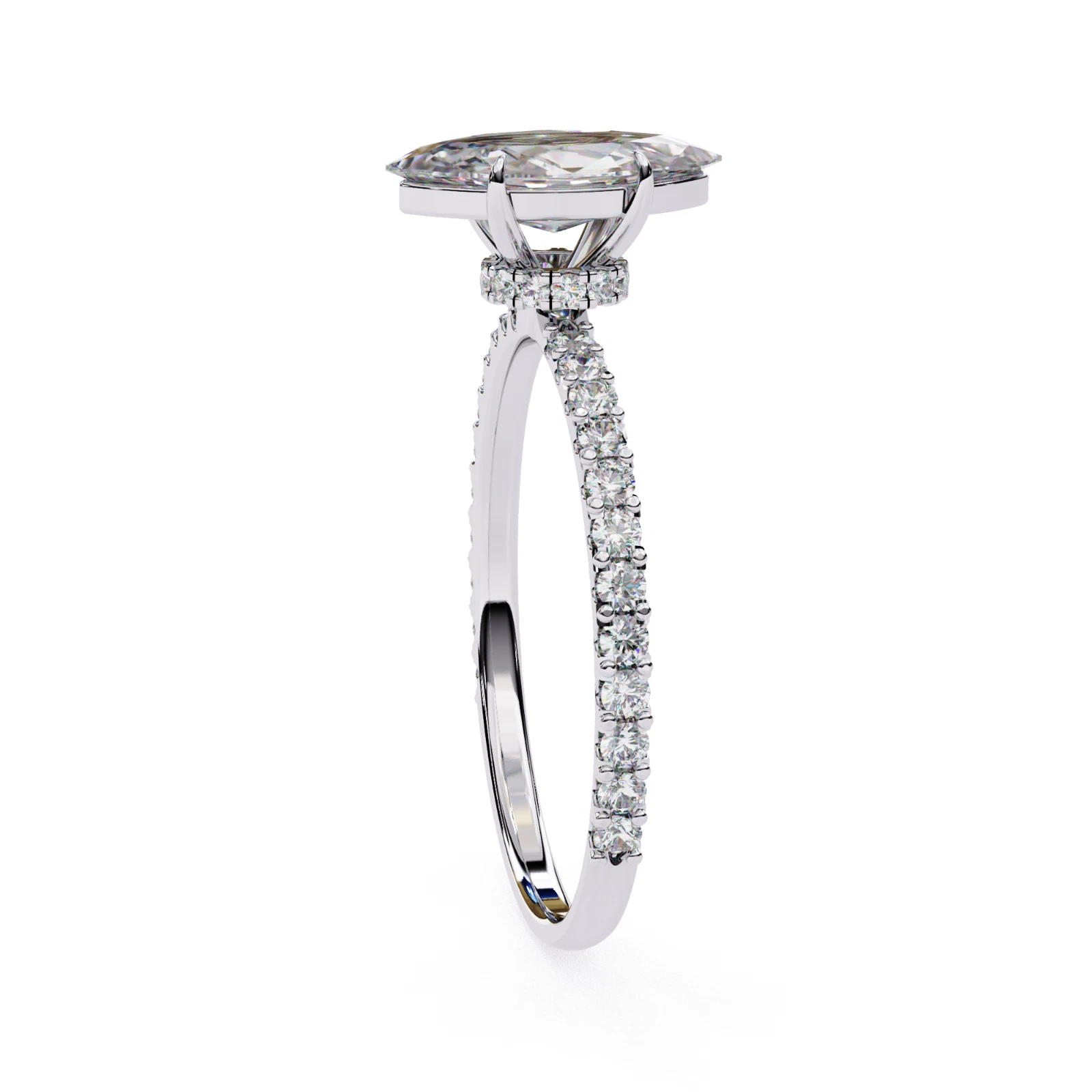 1.11Ct Lab Grown CVD Marquise Cut IGI Certified Diamond Ring 14k White Gold image-4
