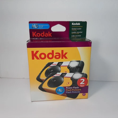 Kodak Power Flash Single Use Camera 2 Pack 27 Exposures Each Expired 08/2012