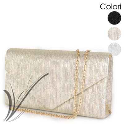 Pochette Glitter Donna Elegante Per Cerimonie - Borsetta Da Sera Con Tracolla Rimovibile - Foto 6