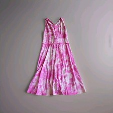 City Streets Dress XL 16 Pink White Tie Dye GOOD Cotton Polyester Halter