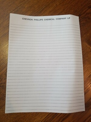 Vintage Chevron Philips Chemical Company Gas Oil Vintage Lined Writing Pad