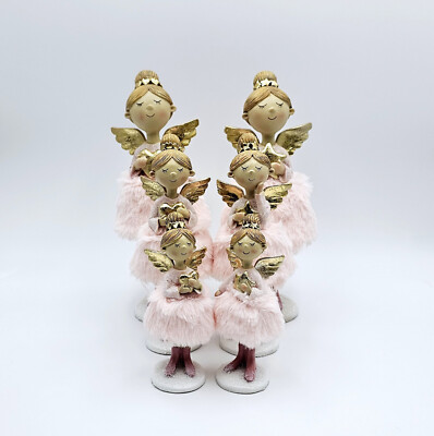 Gilde Poly Engel ''Cosy'' Rosa Plüsch Gold Herz Stern Weihnachten Base Figur Deko