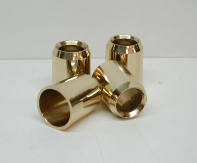 SET OF 4 POLISHED BRASS 1'' CANDLE FOLLOWERS, BURNERS, TOPPERS