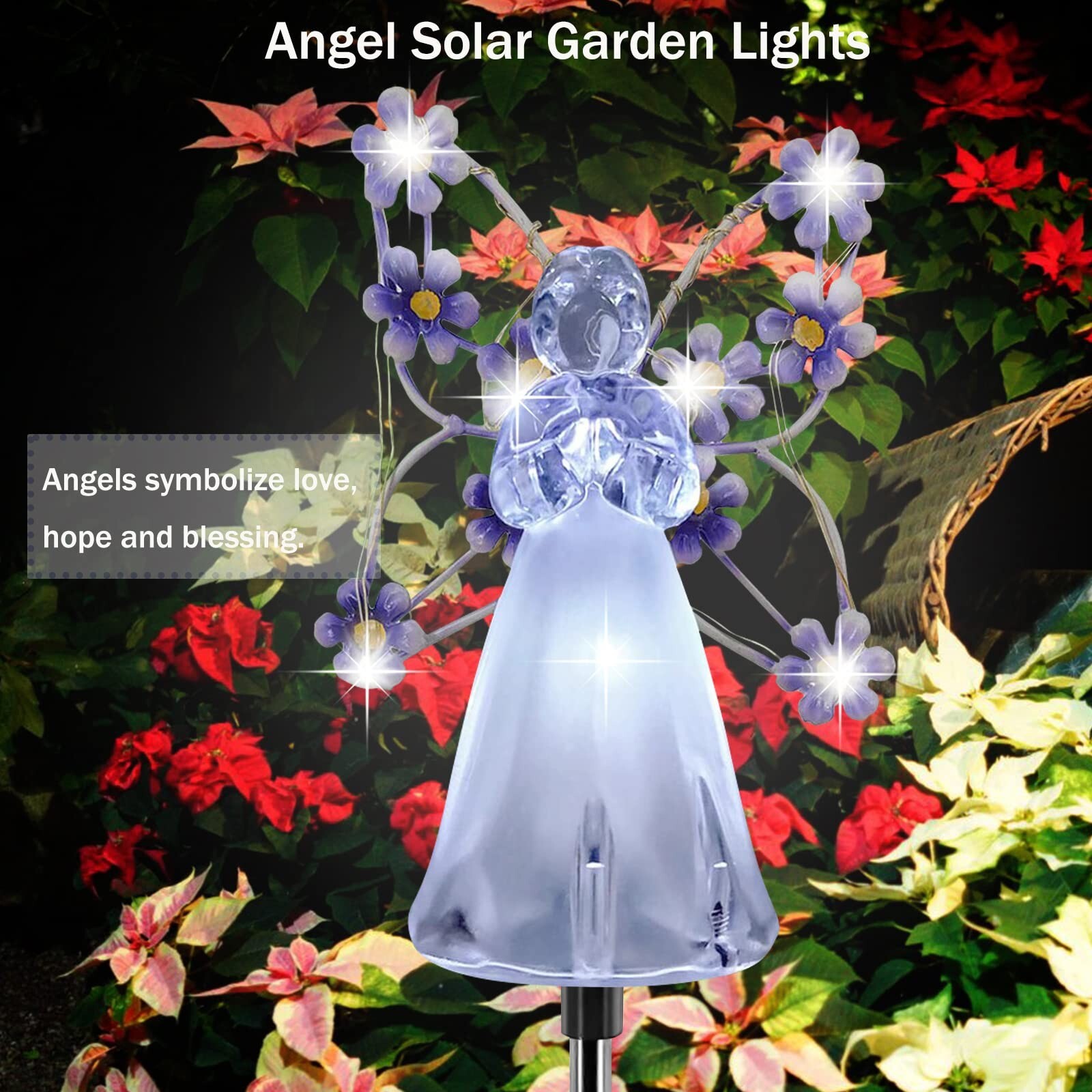 Solar Garden Lights, LED Angel Solar Landscape Decorative Lights, Outdoor Wat...