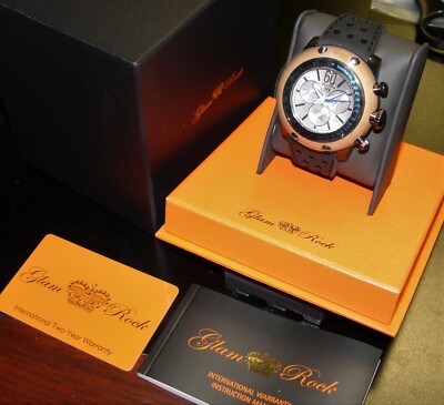 NIB Glam Rock Watch GLAM ROCK Race Track GR90111 Chronograph BLACK watch 48MM  main image 3