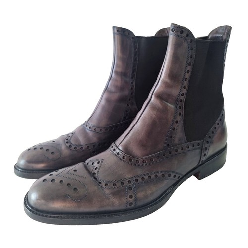 Dolce & Gabbana Brown Chelsea Leather Mid Calf Boots Men display picture 3