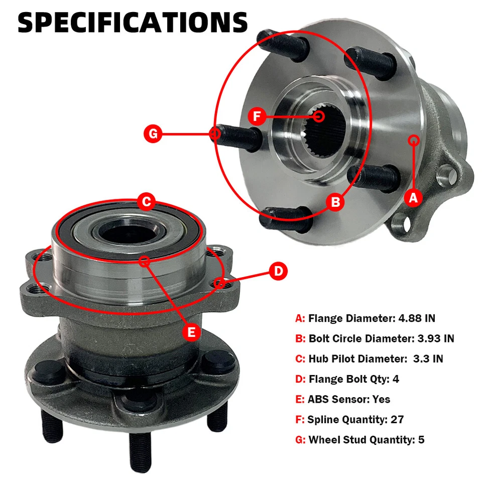 Conjunto de cojinete de cubo de rueda trasera 4x4 MOOG para Subaru Impreza Forester Crosstrek Foto 2 de 4