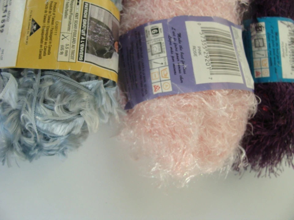 Lote de 3 madejas pequeñas parciales de hilo de moda gris rosa púrpura, marcas mixtas Foto 3 de 4