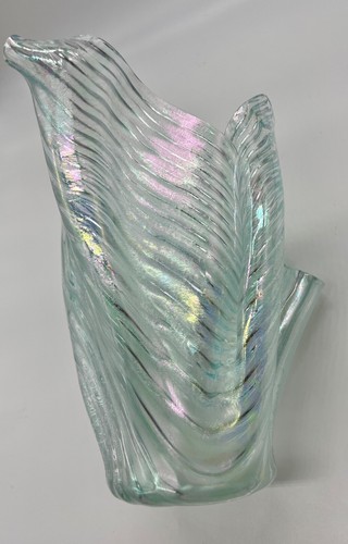 1995 CHATHAM Glasarbeit Studio Taschentuch irisierend blau Kunst Vase Karte signiert - Bild 4 von 9