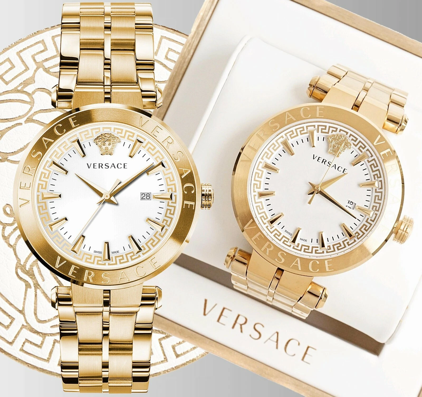 Versace Men's Watch Watch VE2G00521 Aion Chrono IP Gold SWISS MADE Sapphire New