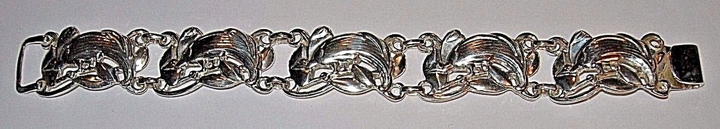 Rare Peacock Bird 7" Long Sterling Silver McClelland Barclay Bracelet Link Signd image 4