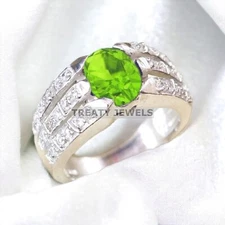 Peridot Oval Cut Gemstone With 925 Sterling Silver Ring For Men's #A474