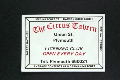 Matchbox Label Pub The Circus Tavern Union Street Plymouth Devon MI666