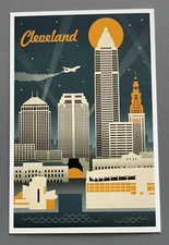 Cleveland, Ohio - Retro Skyline - Lantern Press Postcard