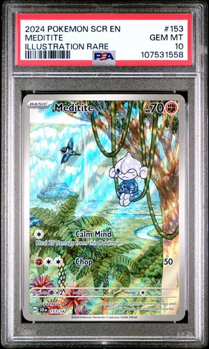 2024 POKEMON SCR EN-STELLAR CROWN ILLUSTRATION RARE #153 MEDITITE PSA 10