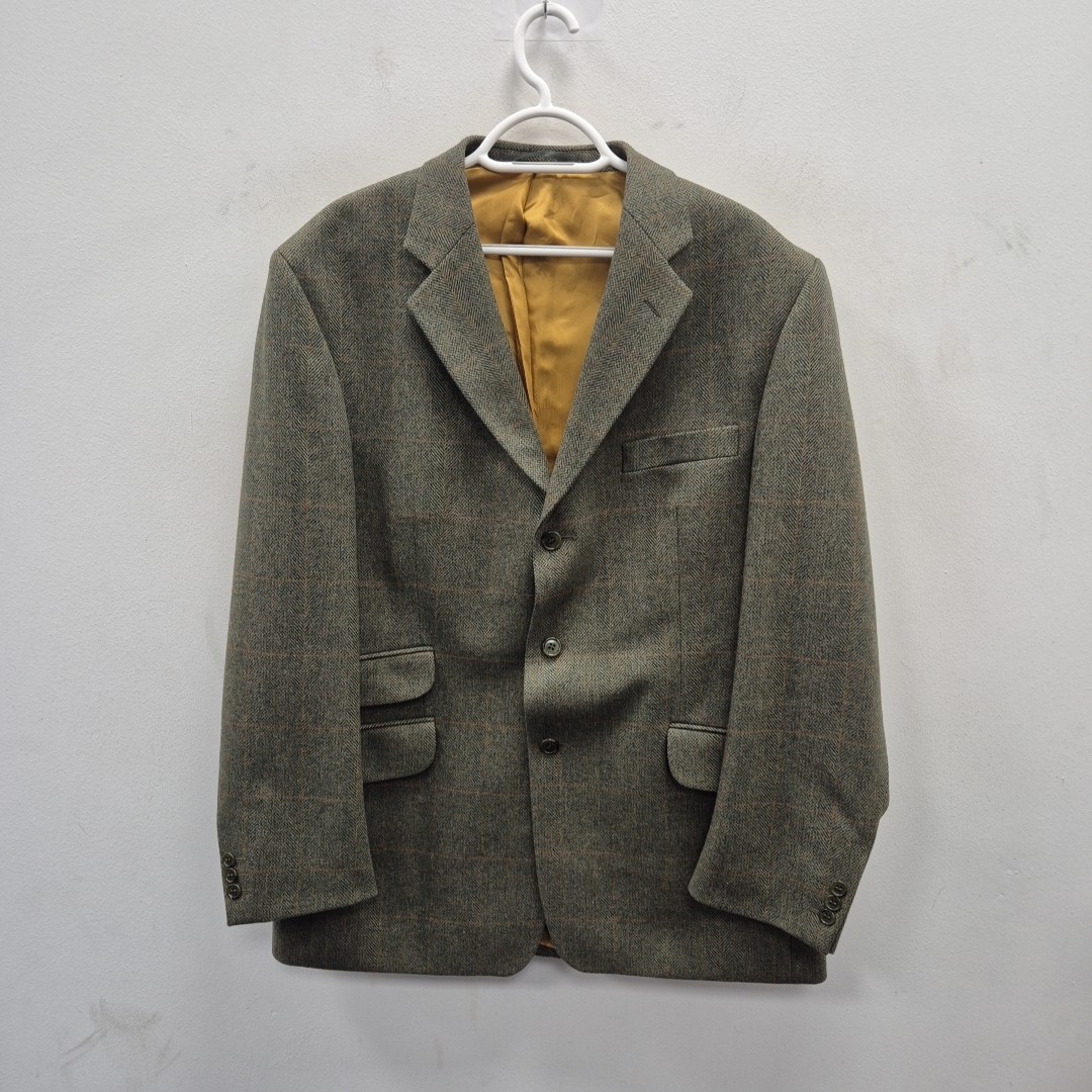 Brook Taverner Wool Tweed Single Breast Green Blazer Sports Coat Jacket Size 42