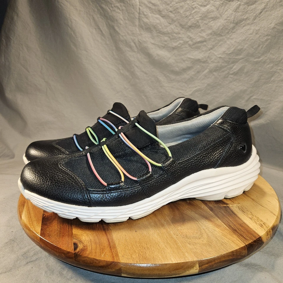 Tenis Nurse Mates Align Dash 259901 de cuero negro sin cordones para enfermera talla 11 M Foto 2 de 4