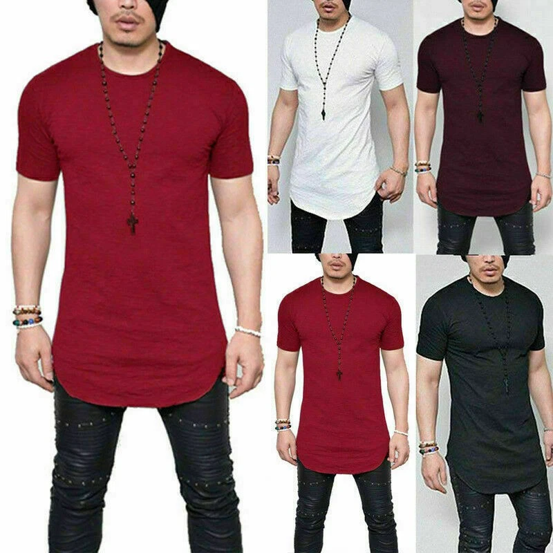 CAMISETA HOMBRE EXTRA URBANA LARGA CUERPO ALTO CAMISETA LONGLINE OVERSIZE LISA TOP OFERTA Foto 2 de 4