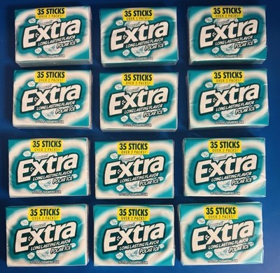 (12) Wrigley s Extra Mega Packs Polar Ice 35pc Packs Bulk Lot BB: 04/2027