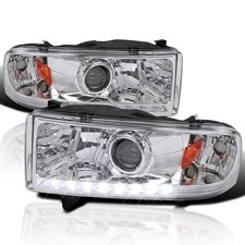 LED Chrome Projector Headlights Pair 94-01 Dodge Ram 1500 94-02 Ram 2500/3500
