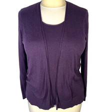 White Stag Sweater Womens XL Purple Open Front Classic Fit 2 for 1 Cardigan