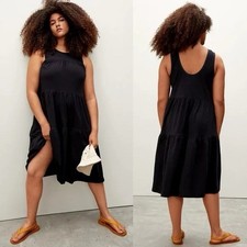 Everlane The Weekend Tiered Sleeveless Dress, Black, Size XS