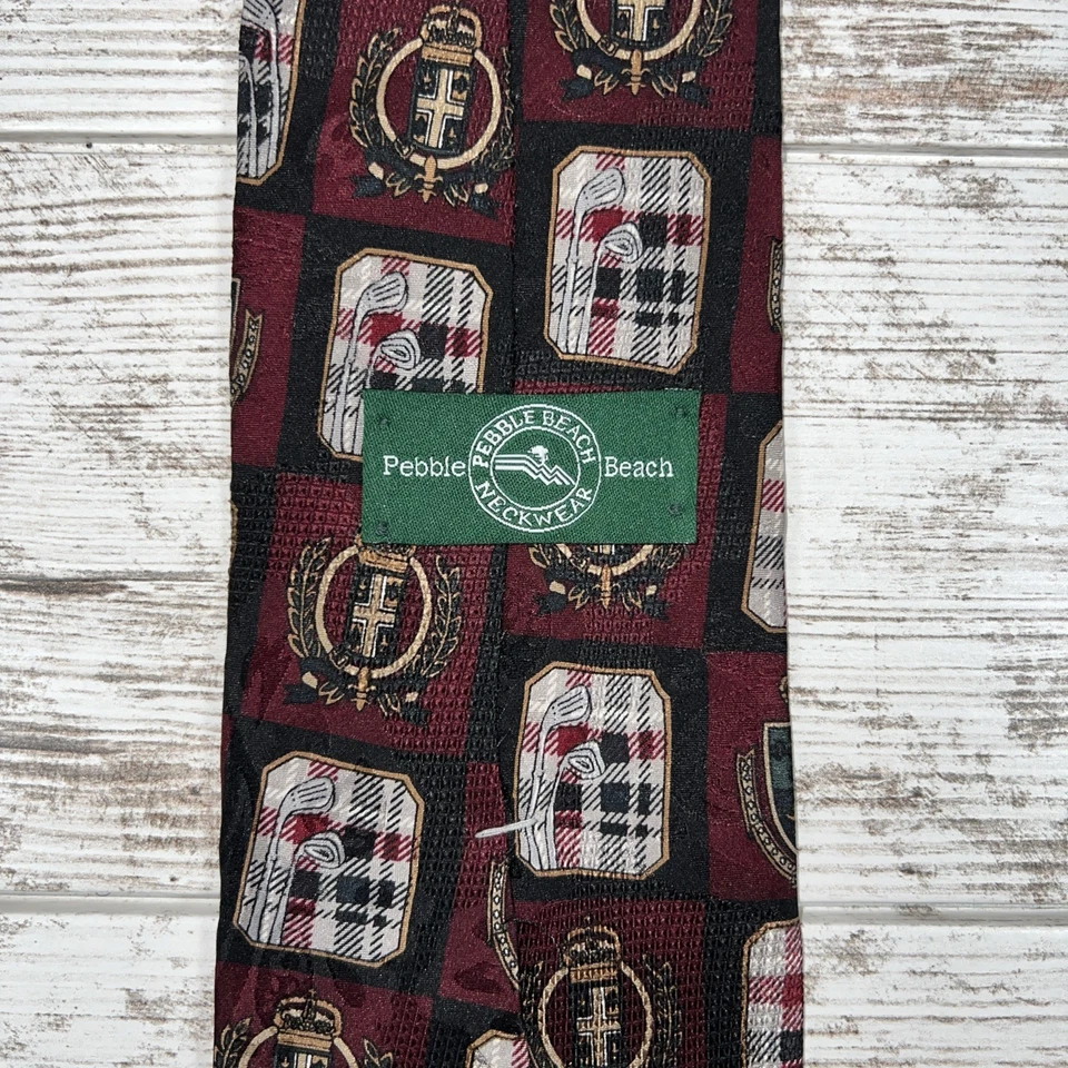 Club de Golf Pebble Beach Neckwear Para Hombre Corbata (100% Seda) Hecha en EE. UU. (L-56"/W-3.5") Foto 2 de 4