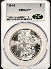 1890 S MORGAN SILVER DOLLAR CACG MS62