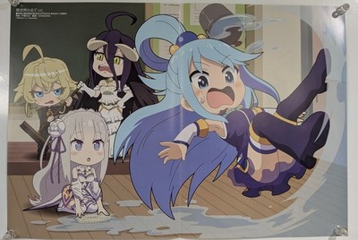 KonoSuba Overlord Re:Zero Tanya Isekai Quartet 2-sided Anime Promo Poster OOP
