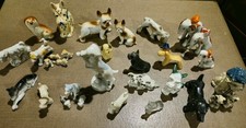 Old Vtg. Lot/27  Japan  Miniature Dogs & Pups Bisque Porcelain Celluloid LQQK