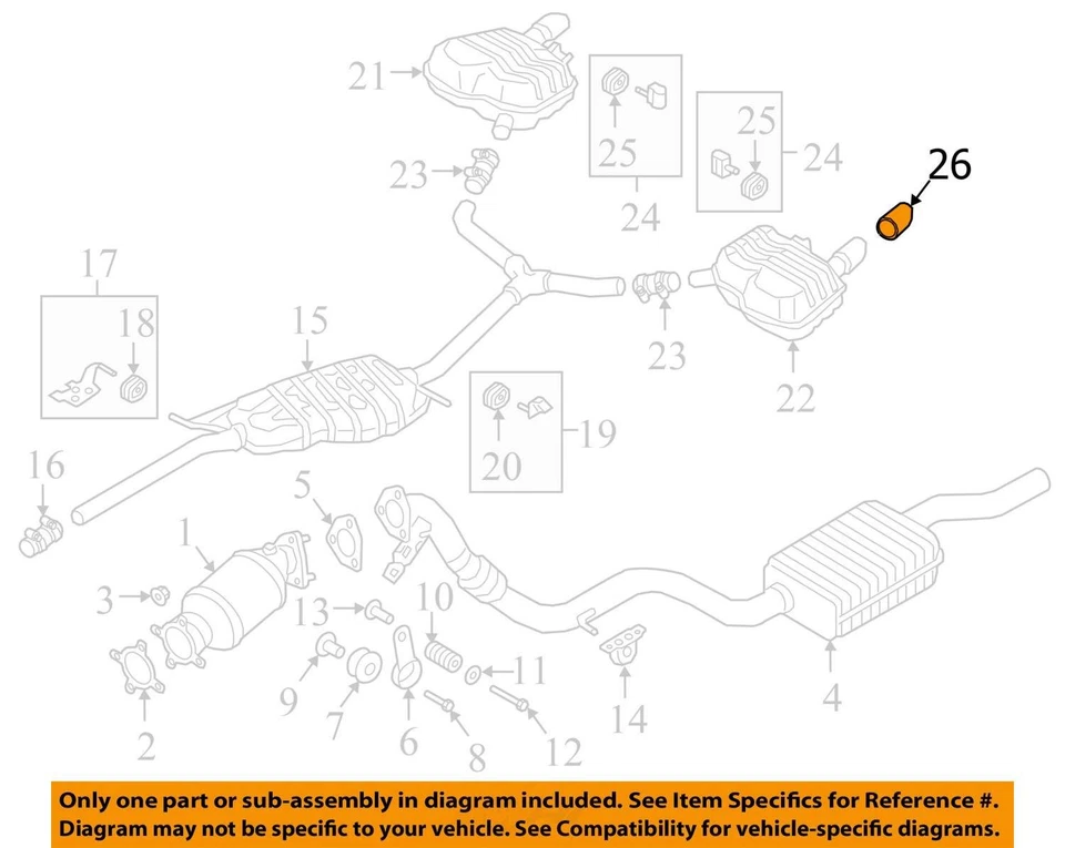Оригинальный наконечник выхлопной трубы правого заднего глушителя Audi A4 под правую руку 8W0253826E 2019 2024 - Изображение 3 из 4