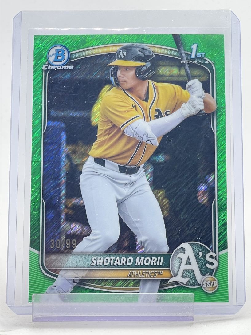 SHOTARO MORII 2025 BOWMAN CHROME 1ST GREEN SHIMMER REFRACTOR /99 Q4078