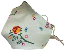 Owl Butterfly Handmade Cotton Face Mask Adjustable Blue Green