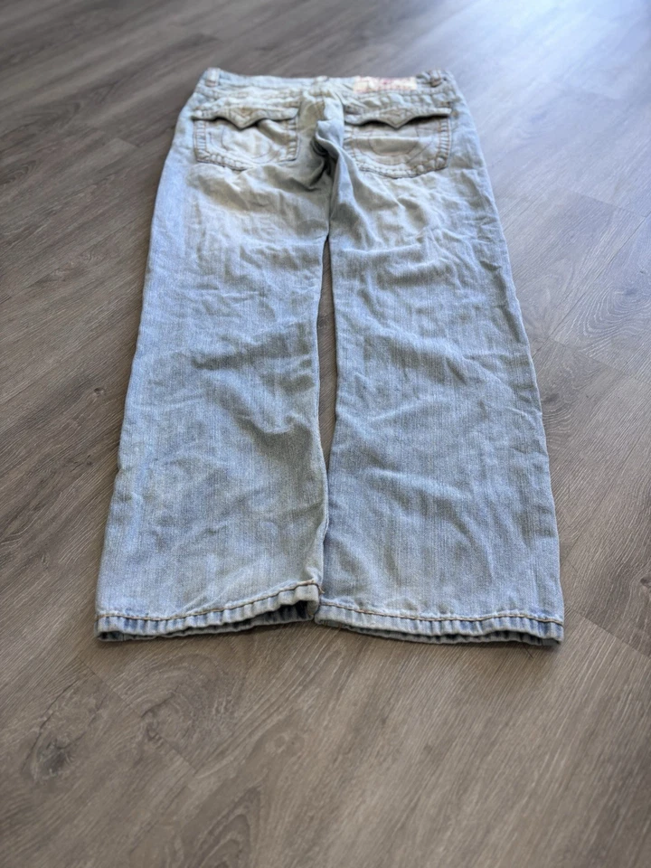 复古 90 年代 Y2K True Religion 品牌 Billy Super T 浅水洗牛仔裤 34x33 — 第 3/4 张图片