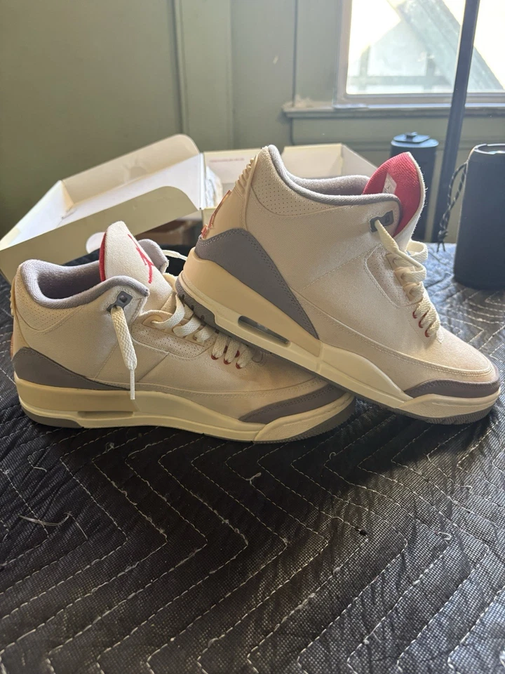 Nike Air Jordan 3 Retro 'Muselina' Tenis DH7139-100 Talla 8.5 Raras Foto 2 de 4