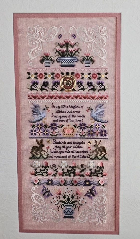 Just Nan Queen of the Needle Cross Stitch Pattern with Linen and Embellishments - Image 3 of 4
